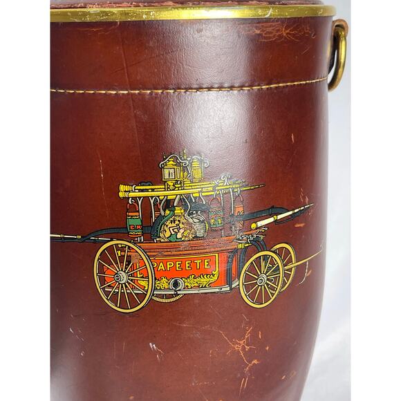 Vintage Loyal Papeete Leather Ice Bucket Reproduction of Fire Bucket 18" tall - Picture 2 of 8